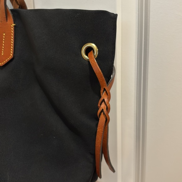 Dooney and Bourke Classic Black Tote Bag with Brown Leather Accents - Picture 4 of 8